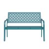 Outdoor Garden Bench with Anti-Rust Metal Powder Coated Frame, Patio Bench for Front Porch Park