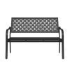 Outdoor Garden Bench with Anti-Rust Metal Powder Coated Frame, Patio Bench for Front Porch Park