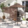Outsunny 8' x 5' Outdoor Grill Gazebo, Barbecue Gazebo Shelter with Side Awning, 2 Side Shelves and 6 Hooks, Brown