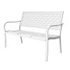 Outdoor Garden Bench with Anti-Rust Metal Powder Coated Frame, Patio Bench for Front Porch Park