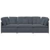 Modular Sofa with Cushions Velvet Dark Gray