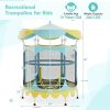64" Kids Trampoline with Detachable Canopy and Safety Enclosure Net