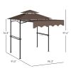 Outsunny 8' x 5' Outdoor Grill Gazebo, Barbecue Gazebo Shelter with Side Awning, 2 Side Shelves and 6 Hooks, Brown