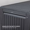 90 Gallon Black Plastic Storage Deck Box with Maze Texture Injection Molded Outdoor Patio Storage Container for Garden Tools Cushions Pool Supplies an