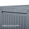 90 Gallon Black Plastic Storage Deck Box with Maze Texture Injection Molded Outdoor Patio Storage Container for Garden Tools Cushions Pool Supplies an