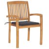 Stacking Patio Chairs with Cushions 8 pcs Solid Teak Wood