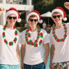 24 Christmas Leis in July  Green Red White 2 Styles  Flower Leis Bulk  Tropical Hawaiian Flower Necklaces Christmas Theme Luau Dance Garlands Decorati
