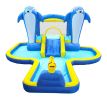 6 in1 Inflatable slide water park trampoline bouncing house outdoor garden with Dolphin sprinkler & Target games & Water gun & Basketball