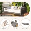 Patio Minimalist Twin Size Garden Swing Bed Wood Porch Swing with Ropes for Backyard, Safe Sloped Design