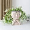 1pc Figure Flower Pot; Women Face Statue Vase Planter Ornaments; For Indoor Outdoor Home Decor Garden Patio (4.7*7.3*3.4in)