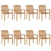 Stacking Patio Chairs with Cushions 8 pcs Solid Teak Wood