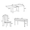 Traditional 6-Piece 78inch Trestle Extendable Dining Table Set with One 18inch Removable Leaf, Padded Dining Chairs and Bench