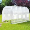 Walk-in Tunnel Greenhouse with Watering System Heavy Duty Portable Green House Protect Gardening Plants 1 Zipper Mesh Door, 8 Roll-up Windows