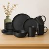 12-Piece Stoneware Dinnerware Sets with Mugs | Microwave & Dishwasher Safe | Non-Toxic Dinner Plates Bowls Set | Stackable Matte Glaze Kitchenware for