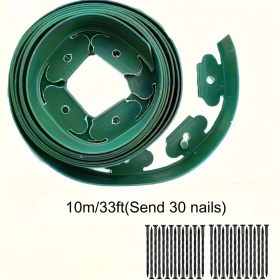 Landscape Edging Strips, With Anchored Tips, Unexcavated Garden Edging Kits, Plastic Flexible Garden Bed And Lawn Courtyard Paving Stone Pathways (Color: Green)