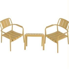 2-Piece PP Single Seater Chairs   Coffee Table Set   Indoor Outdoor Multi  Purpose Furniture For Living Room, Balcony, Beach (Color: Yellow)
