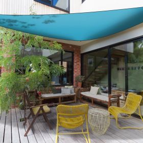 1Pc Shade Sail Patio Cover Shade Canopy Camping Sail Awning Sail Sunscreen Shelter Triangle Cover For Kindergarten Playground Outdoor (Option: Blue-L)